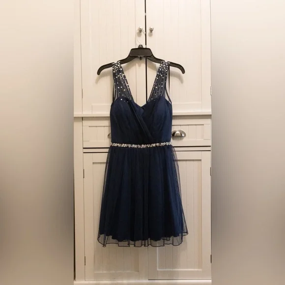 Deb | Dresses | Blue Deb Formal Dress Size 9 W Rhinestones | Poshmark
